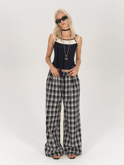 AFTADAWN Faux Two Layer Knit Camisole With Adjustable Ties And Contoured Fit