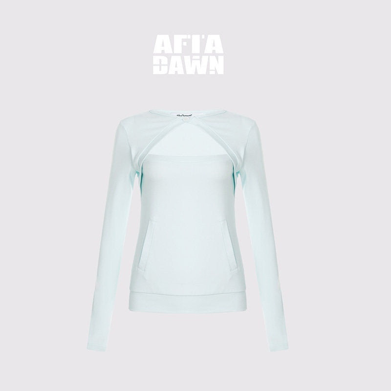 AFTADAWN_Faux_Two_Piece_Cutout_Pocket_Spliced_Women&
