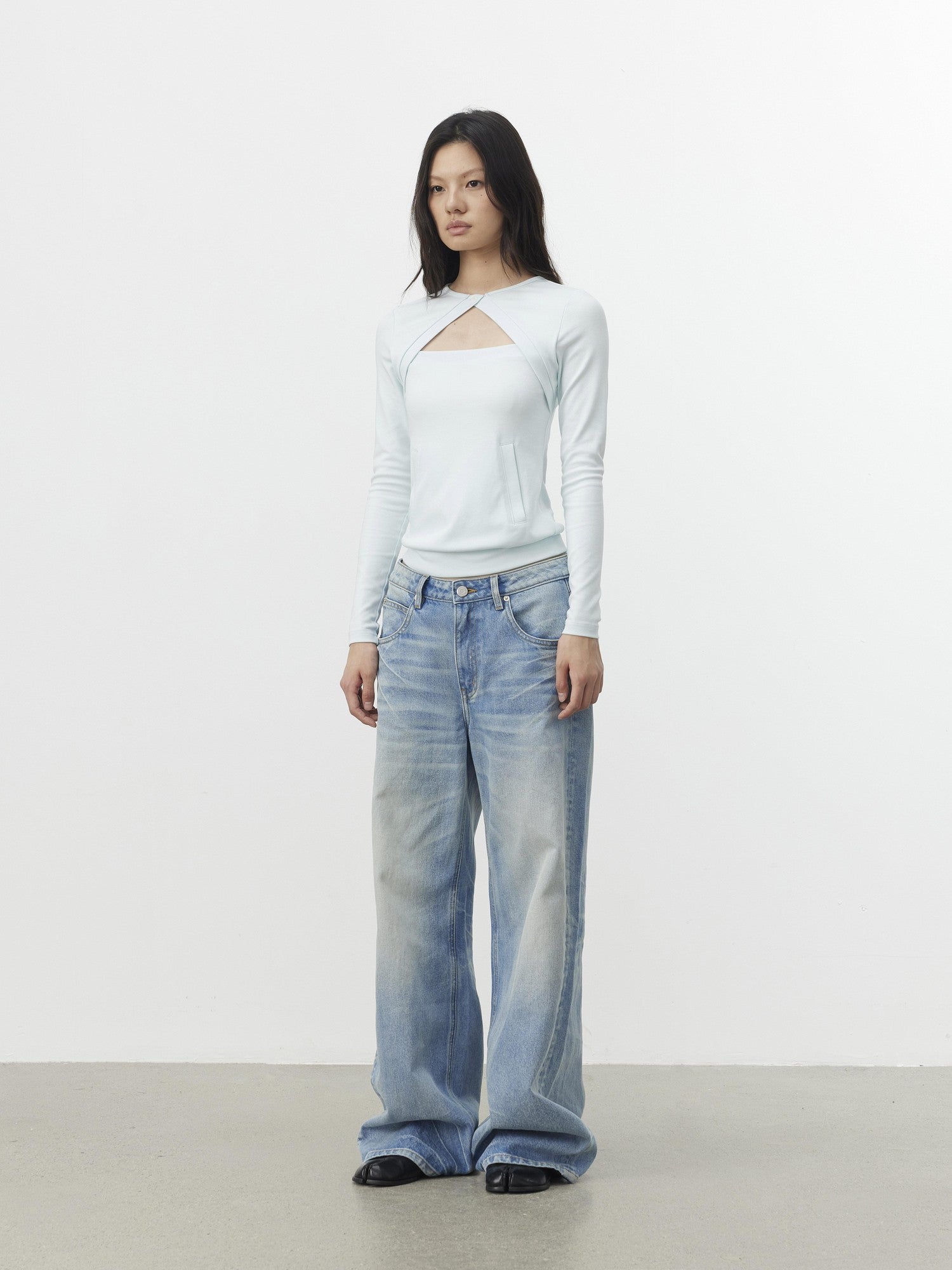 AFTADAWN Faux Two Piece Cutout Pocket Spliced Women&