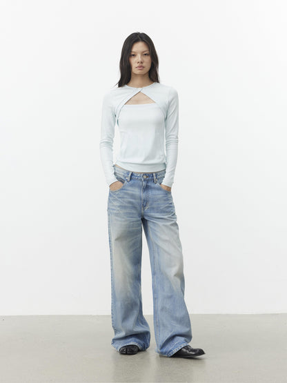 AFTADAWN Faux Two Piece Cutout Pocket Spliced Women&