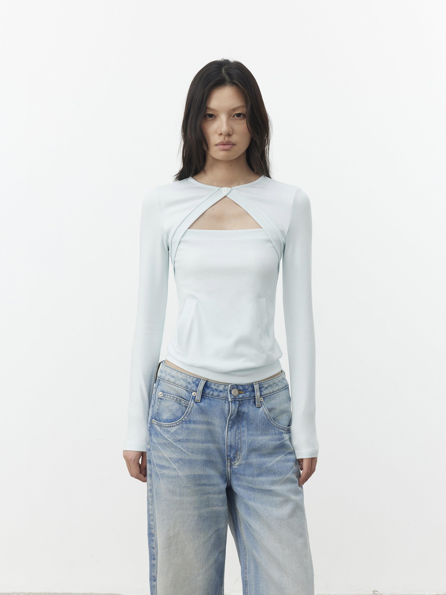 AFTADAWN Faux Two Piece Cutout Pocket Spliced Women&