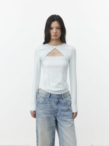 AFTADAWN Faux Two Piece Cutout Pocket Spliced Women&