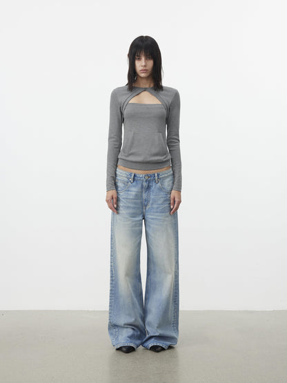 AFTADAWN Faux Two Piece Cutout Pocket Spliced Women&