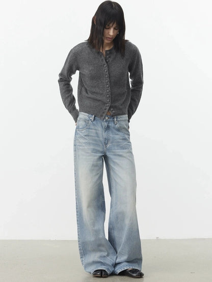 AFTADAWN Fine Merino Wool Knit Cardigan Sweater