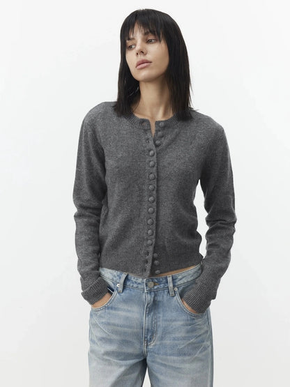 AFTADAWN Fine Merino Wool Knit Cardigan Sweater