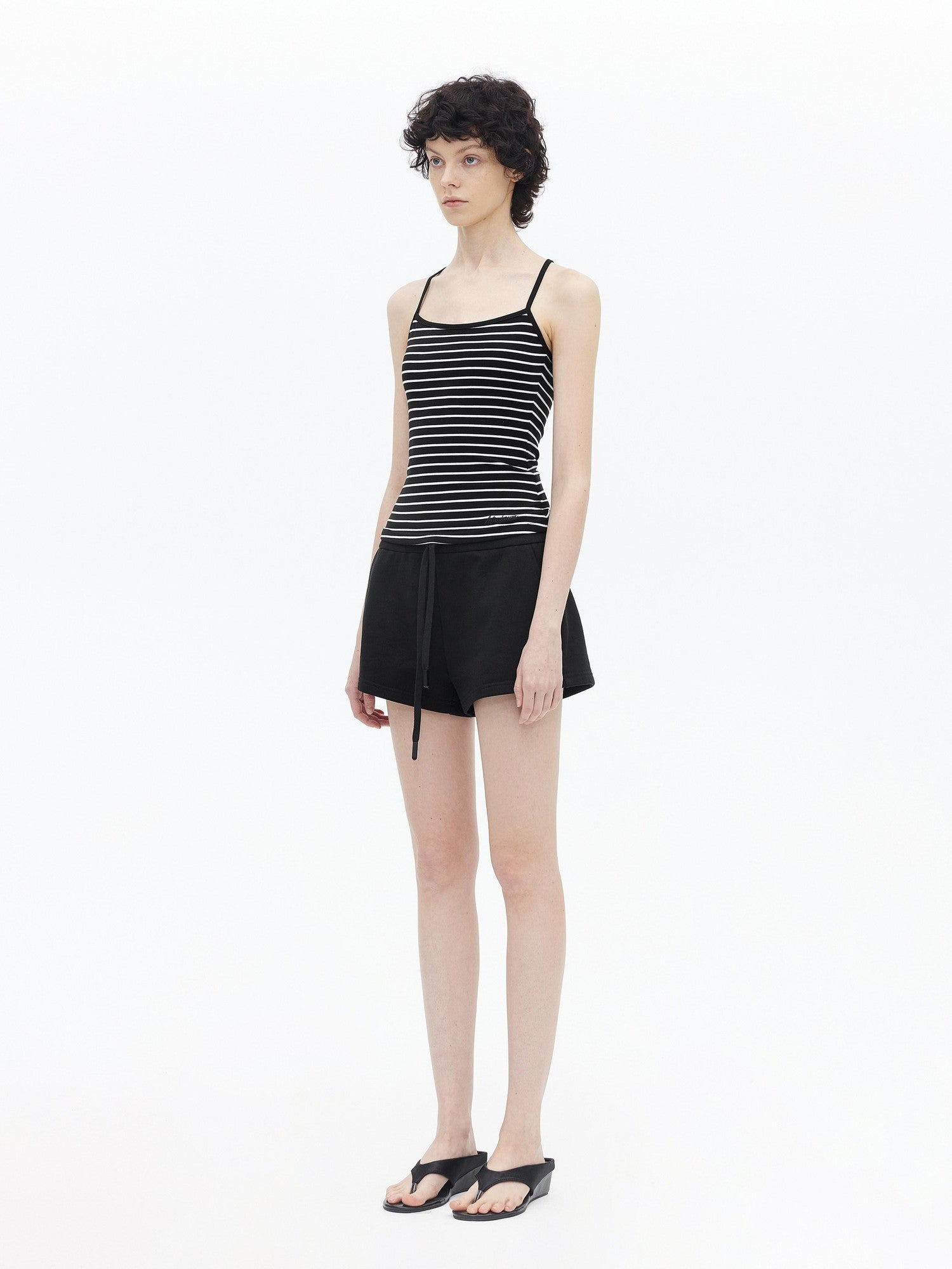 AFTADAWN Fine Striped Cross Back Cami Contrast Cuff Women&