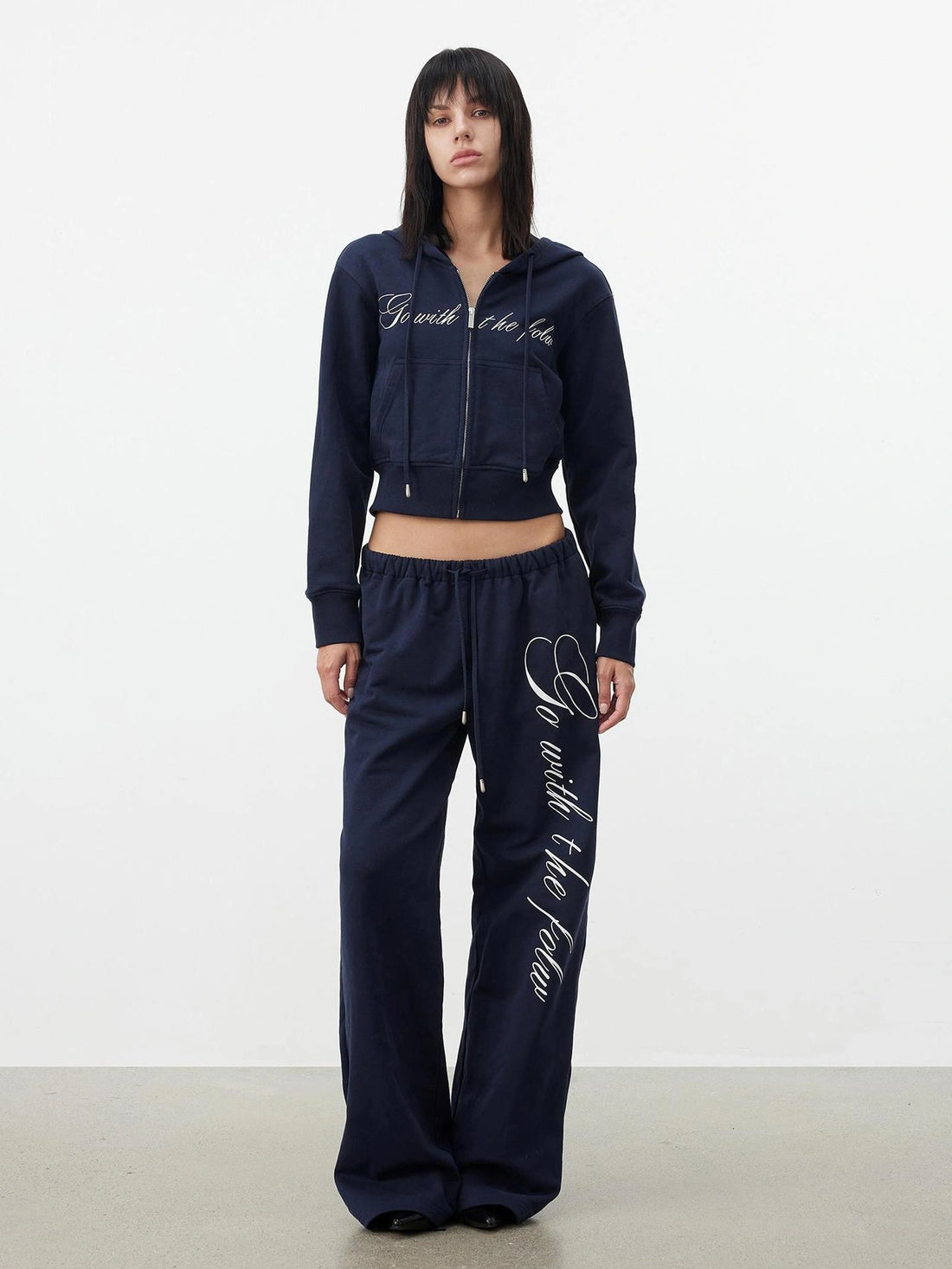 AFTADAWN Fitted Hoodie Relaxed Sweatpants Set Sport Suits