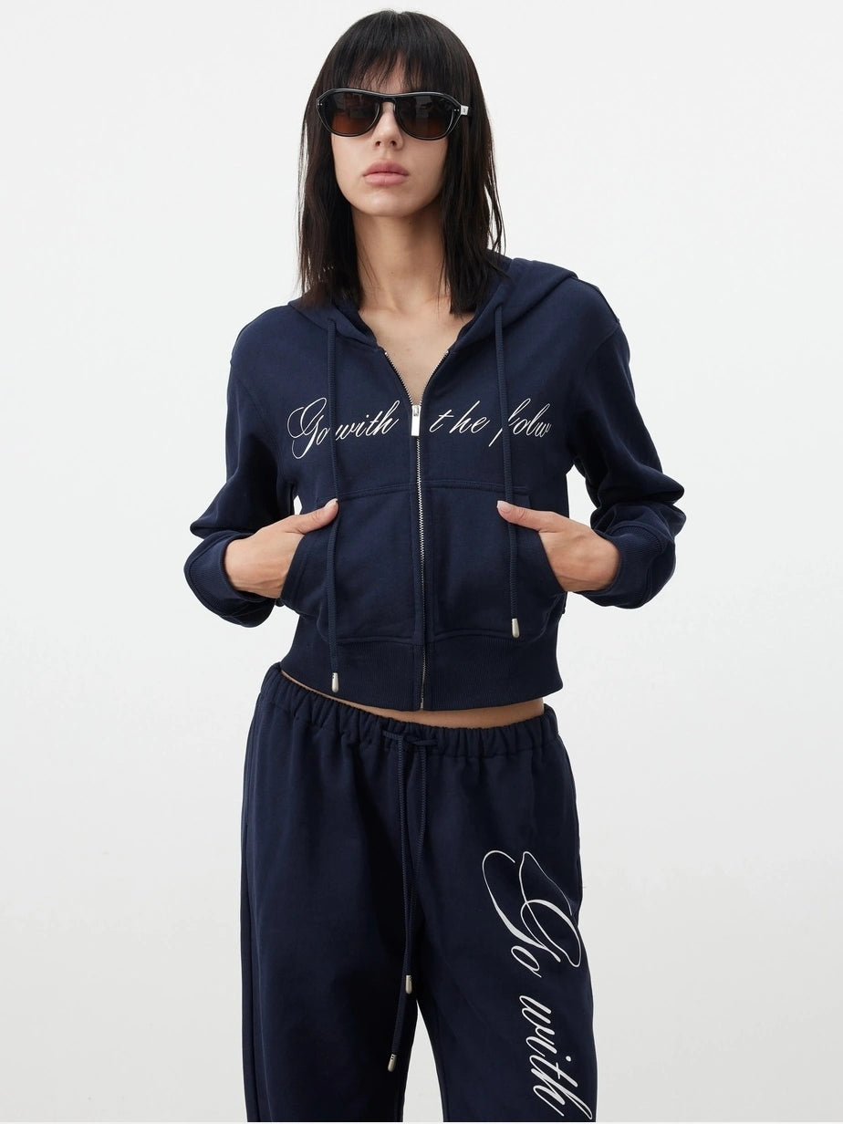 AFTADAWN Fitted Hoodie Relaxed Sweatpants Set Sport Suits