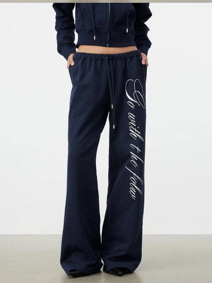 AFTADAWN Fitted Hoodie Relaxed Sweatpants Set Sport Suits