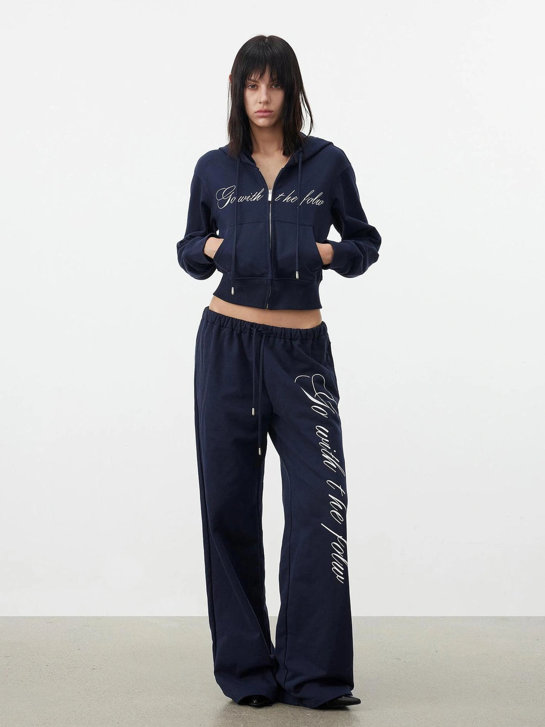 AFTADAWN Fitted Hoodie Relaxed Sweatpants Set Sport Suits