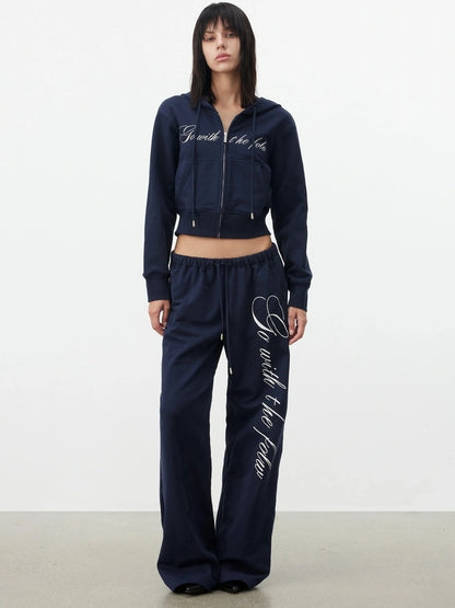 AFTADAWN Fitted Hoodie Relaxed Sweatpants Set Sport Suits