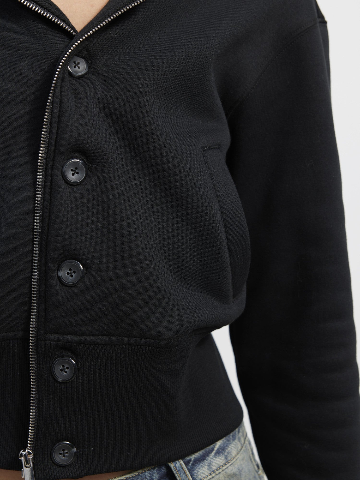 AFTADAWN Fleece Lined Double Face Hooded Placket Short Women&