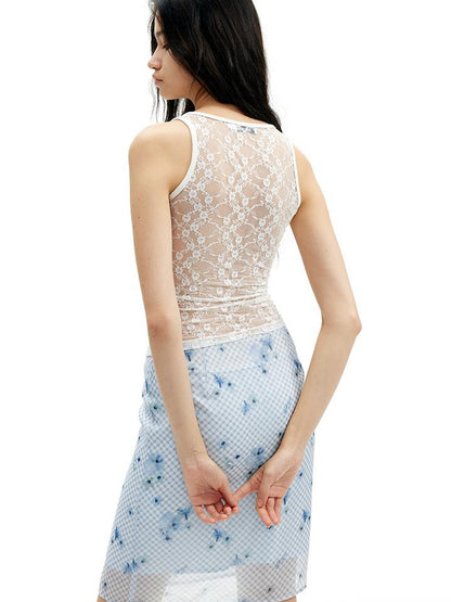 AFTADAWN Floral Lace Back Sleeveless Camisole