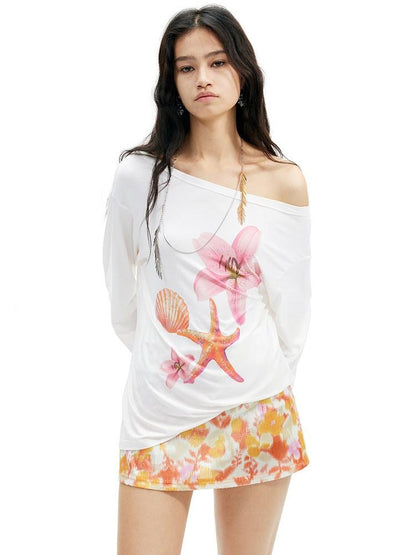 AFTADAWN Floral Off Shoulder Women&