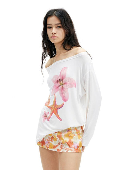 AFTADAWN Floral Off Shoulder Women&