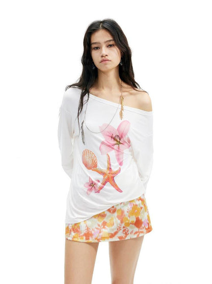AFTADAWN Floral Off Shoulder Women&