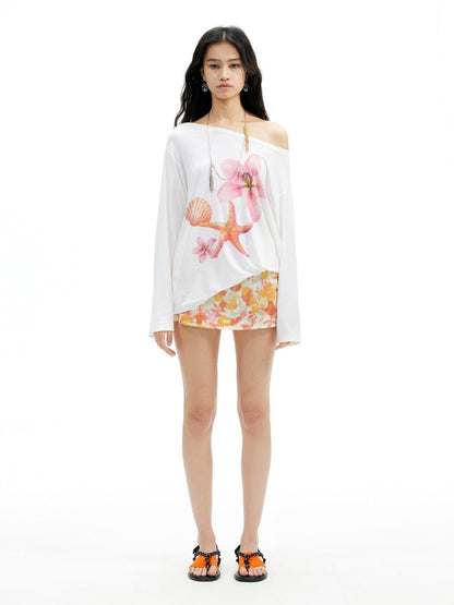 AFTADAWN Floral Off Shoulder Women&