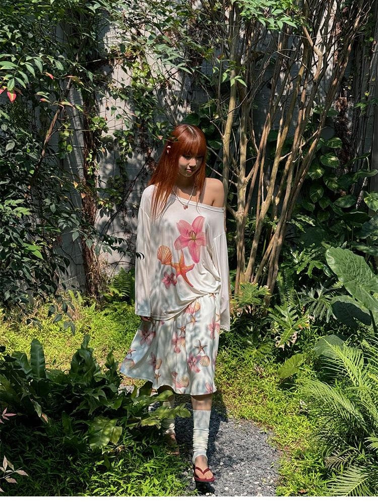 AFTADAWN Floral Off Shoulder Women&