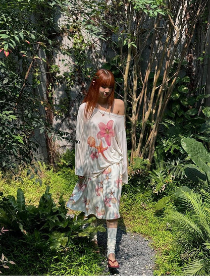 AFTADAWN Floral Off Shoulder Women&