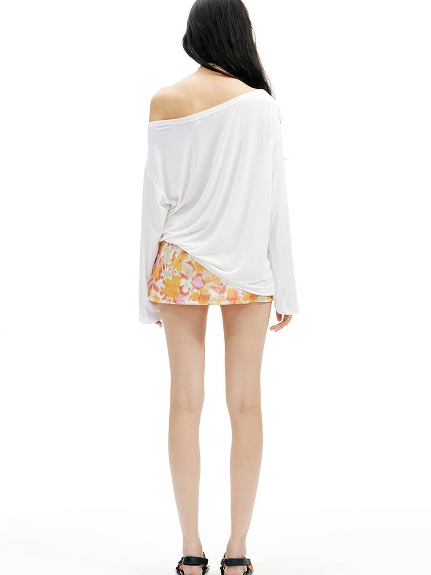 AFTADAWN Floral Print Lenzing Modal Multi Way Off Shoulder Loose Blouse