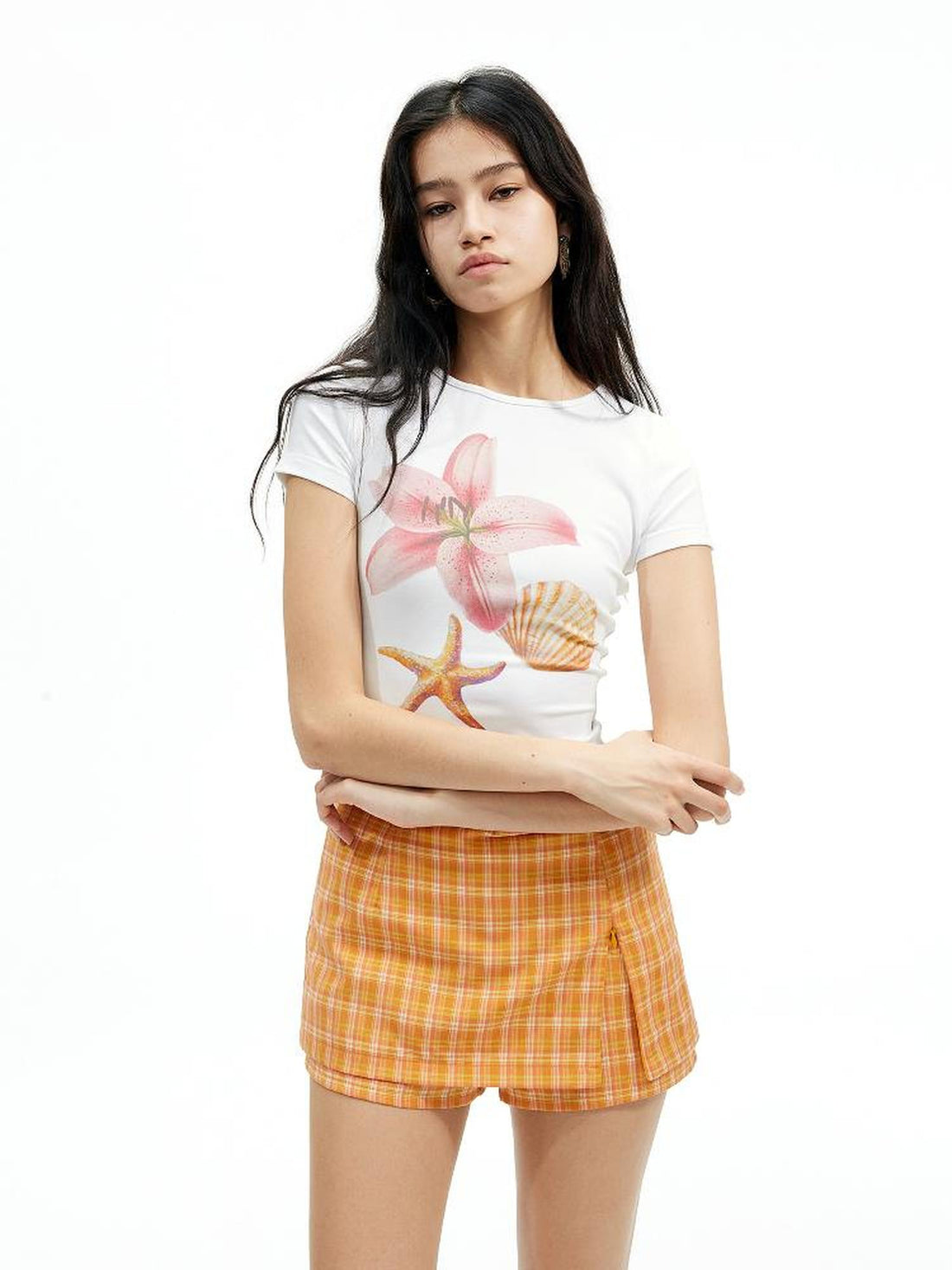 AFTADAWN Floral Print Modal Slim Fit T-shirt