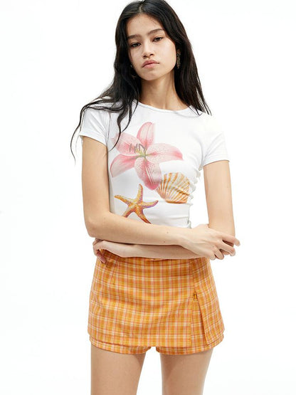 AFTADAWN Floral Print Modal Slim Fit T-shirt