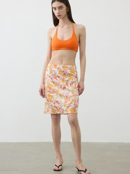AFTADAWN Floral Sequin A Line Low Waist Zipper Women&