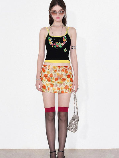 Floral Sequin Tulip Bodycon Skirt