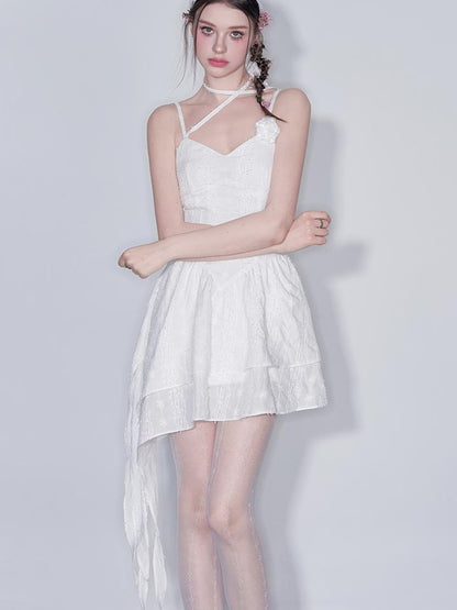 AFTADAWN Floral V Waist Ruffle Hem Sundress