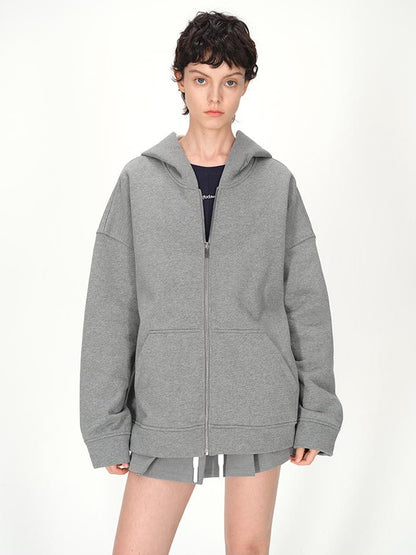 AFTADAWN Full Cotton Hooded Pullover Fleece Loose Fit Casual Zip Up Pocket Sweatshirt