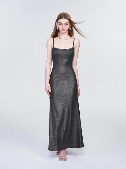 Galaxy Trail Metallic Slit Maxi Dress