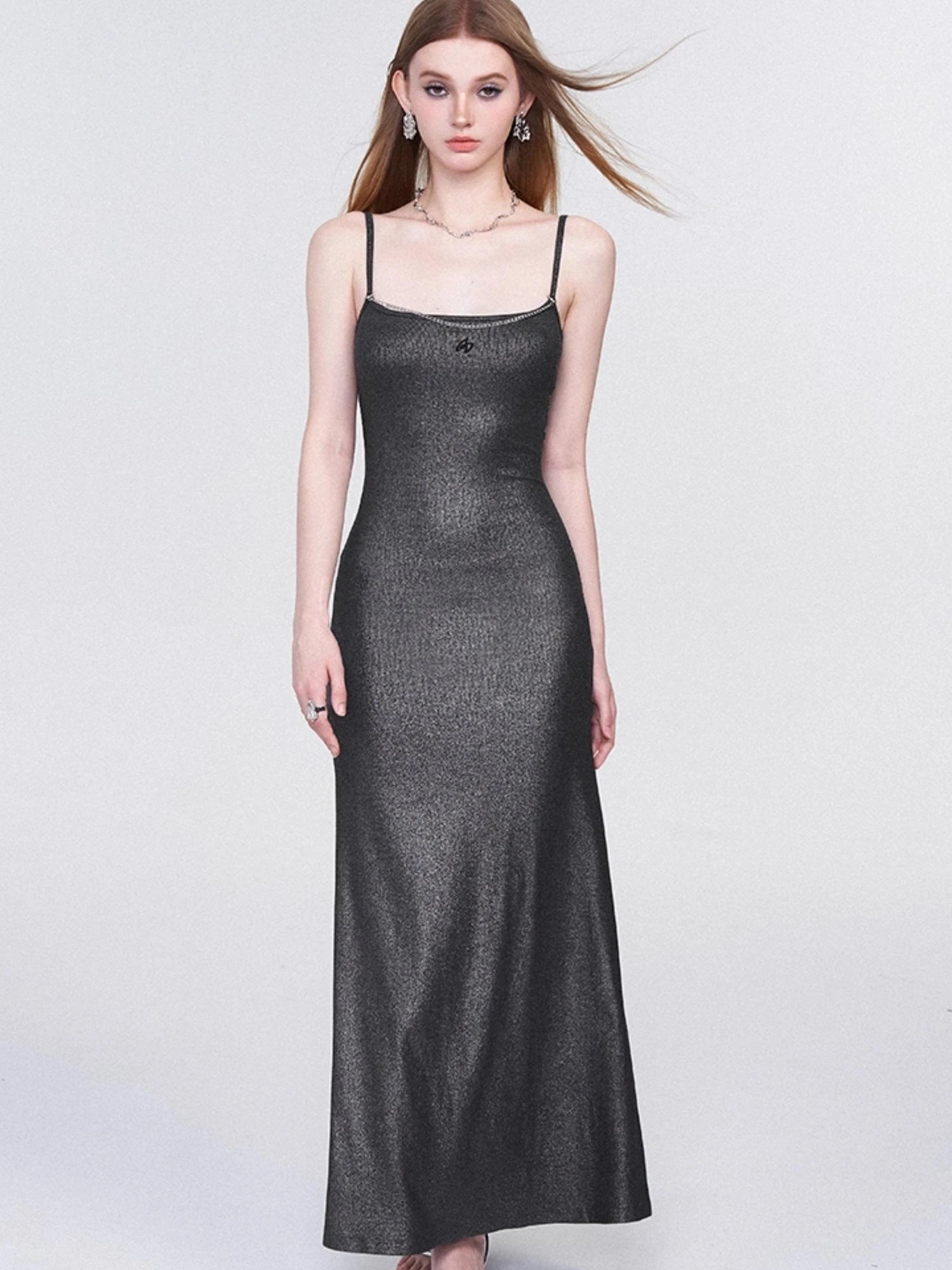 Galaxy Trail Metallic Slit Maxi Dress