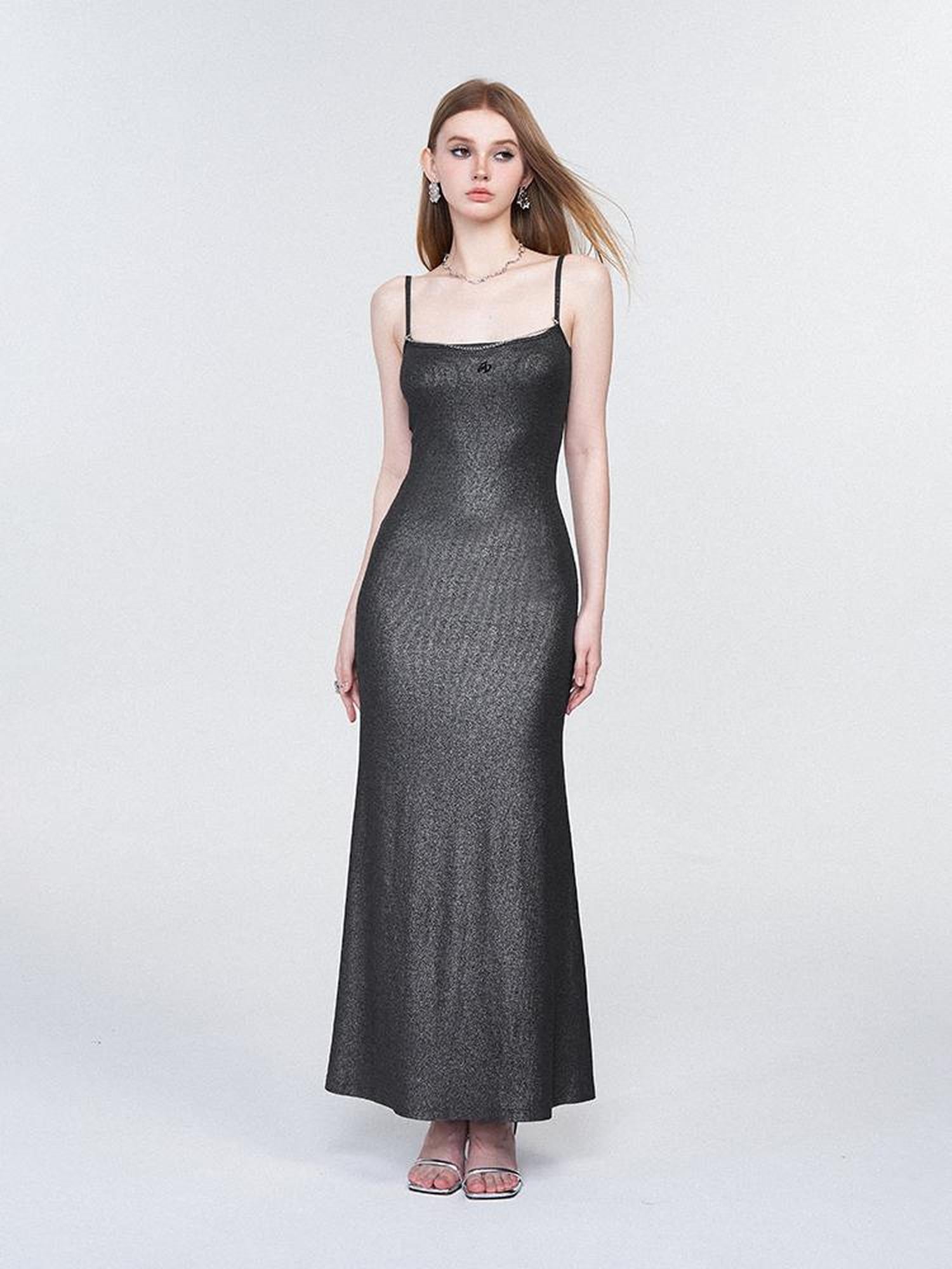 AFTADAWN Galaxy Trail Metallic Slit Maxi Dress
