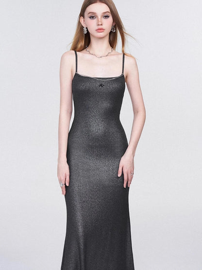 Galaxy Trail Metallic Slit Maxi Dress