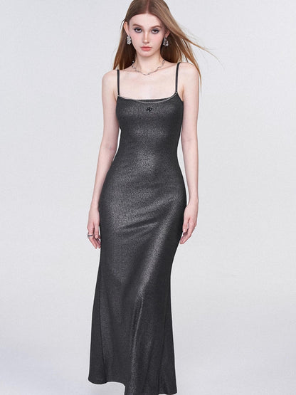 AFTADAWN Galaxy Trail Metallic Slit Maxi Dress