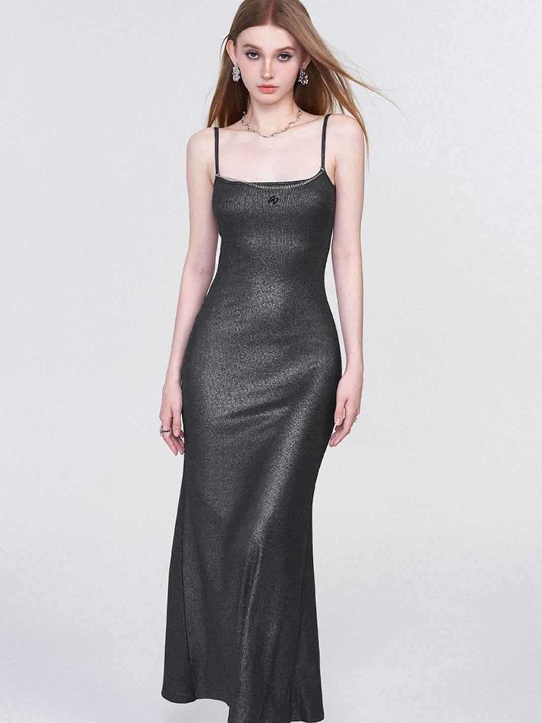 Galaxy Trail Metallic Slit Maxi Dress