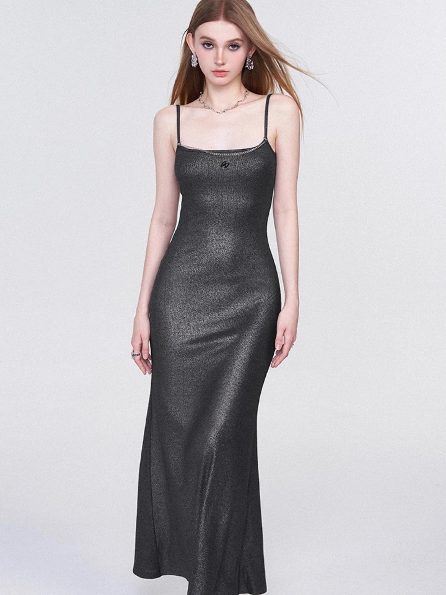 Galaxy Trail Metallic Slit Maxi Dress