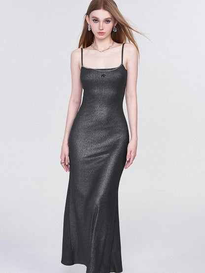 Galaxy Trail Metallic Slit Maxi Dress