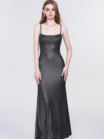 AFTADAWN Galaxy Trail Metallic Slit Maxi Dress