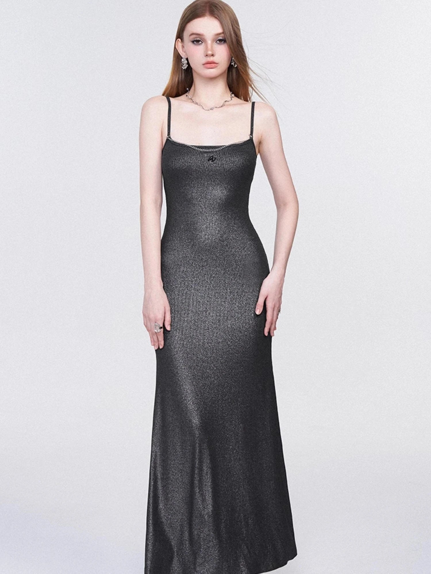Galaxy Trail Metallic Slit Maxi Dress
