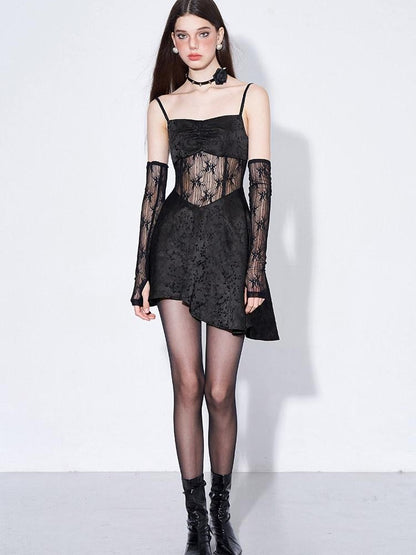 AFTADAWN Gilded Satin Lace Herringbone Long Sleeve Women&