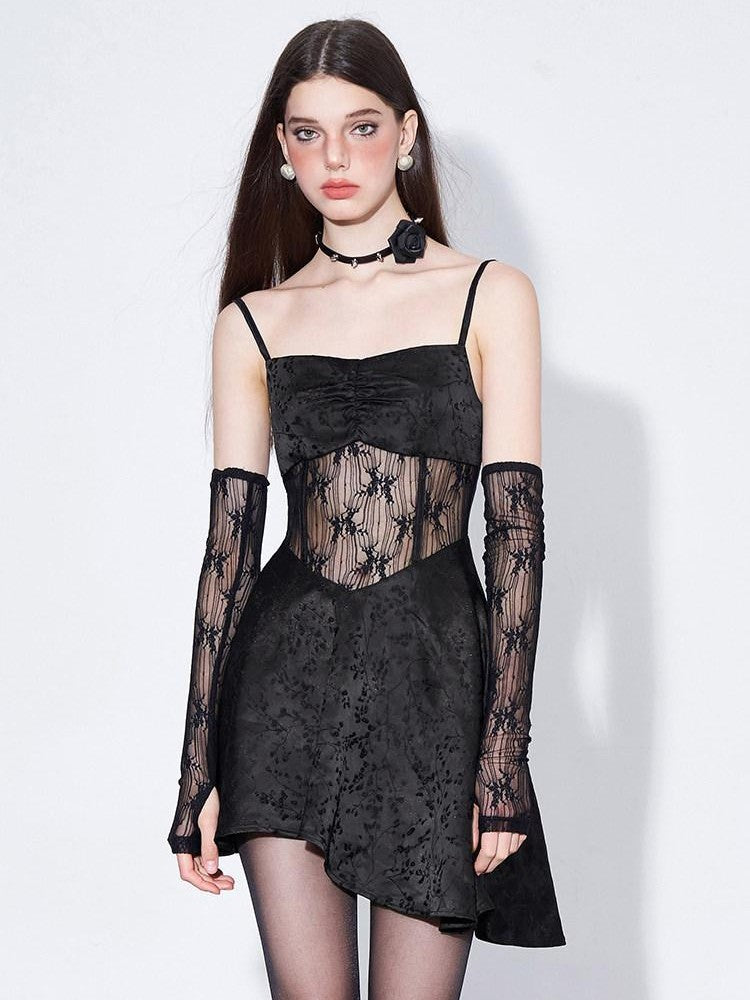 AFTADAWN Gilded Satin Lace Herringbone Long Sleeve Women&