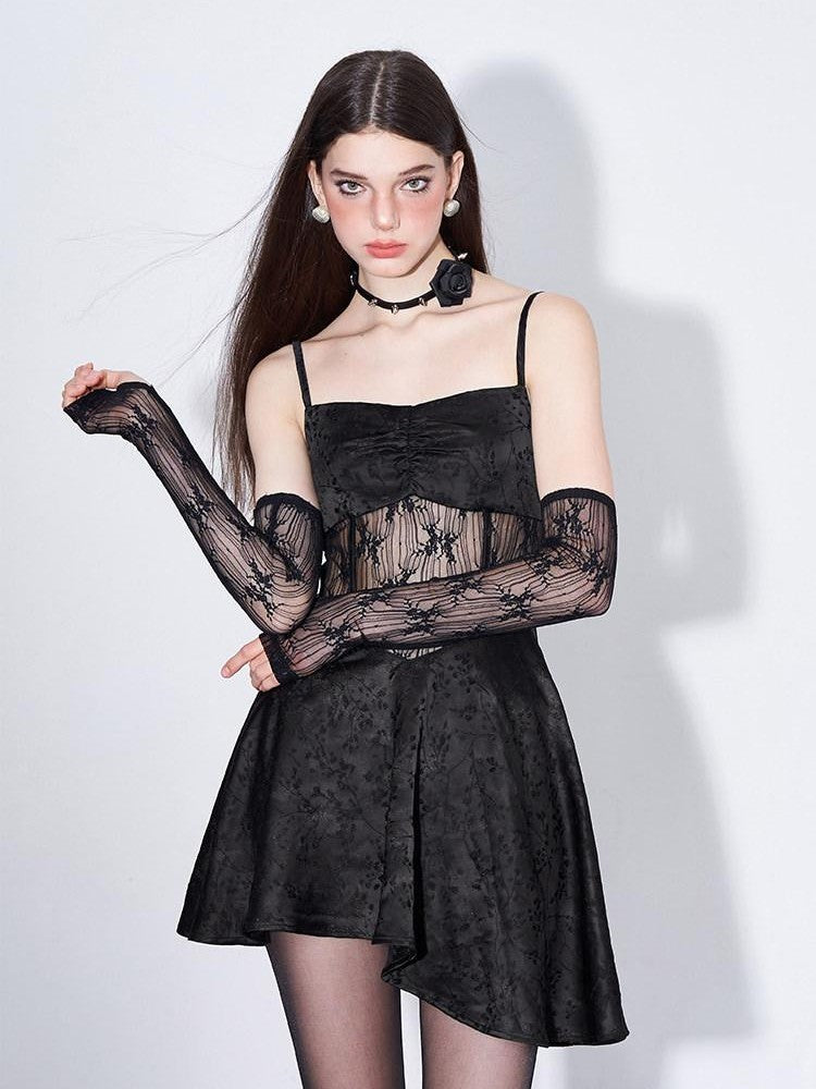 AFTADAWN Gilded Satin Lace Herringbone Long Sleeve Women&