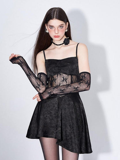 AFTADAWN Gilded Satin Lace Herringbone Long Sleeve Women&