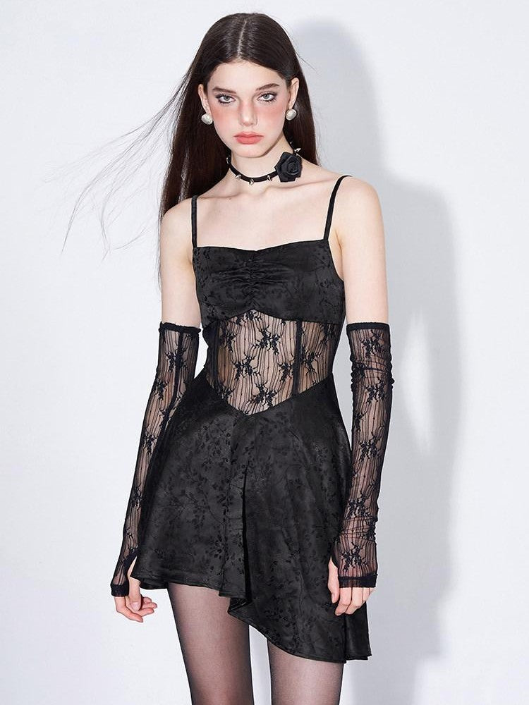 AFTADAWN Gilded Satin Lace Herringbone Long Sleeve Women&