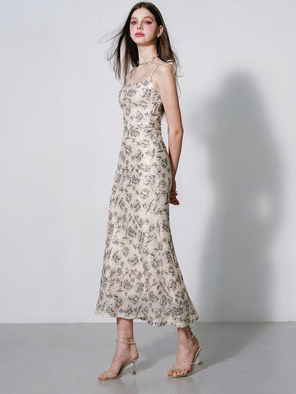 AFTADAWN Glimmering Sequin Slinky Bodycon Slip Dress V-neck