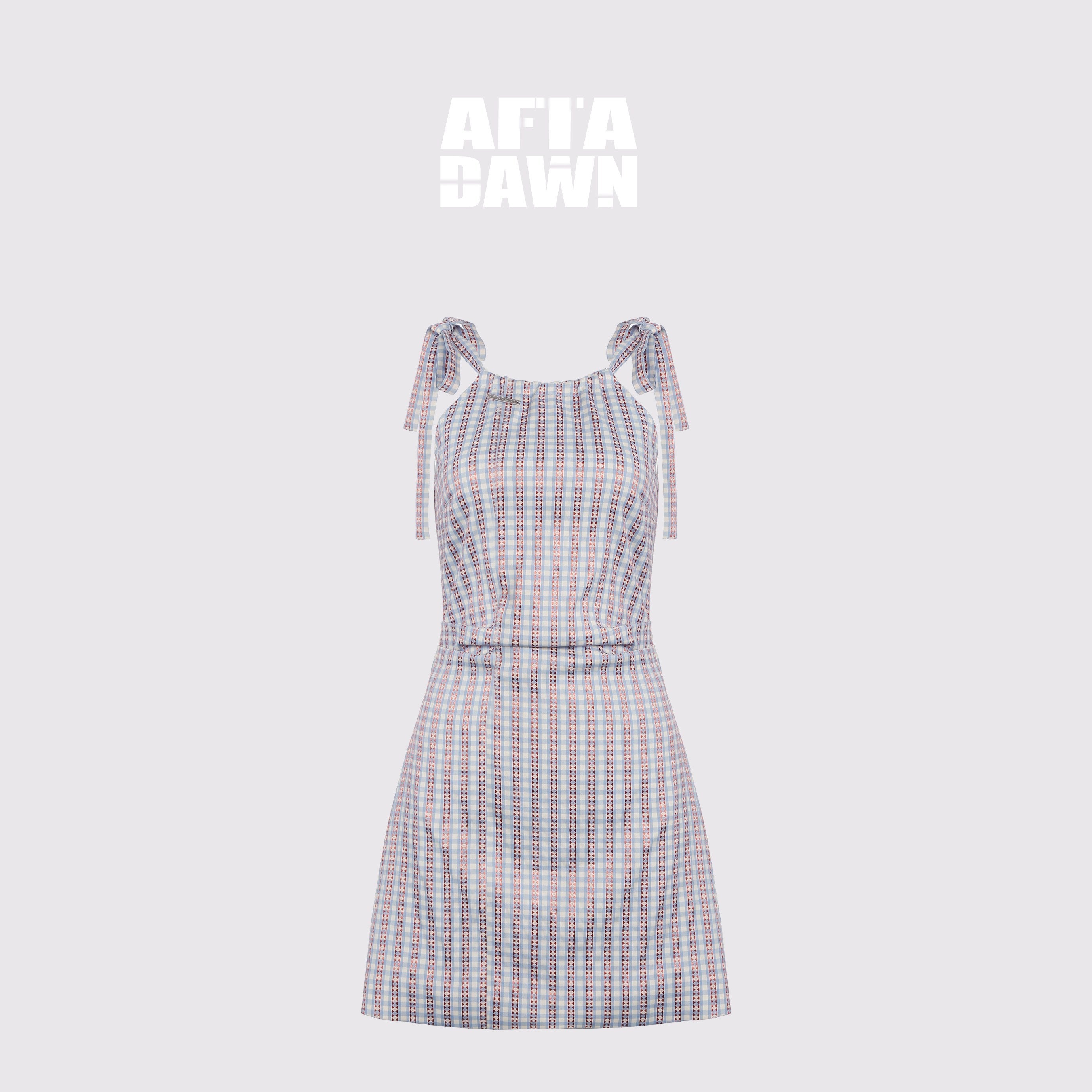 AFTADAWN_Grapevine_Plaid_Halter_Tie_Ruched_Women&