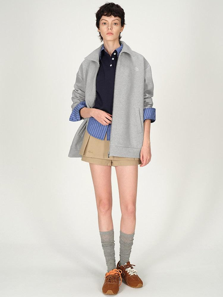 AFTADAWN Gray Air Layer Zip Polo Tulip Skirt Women&