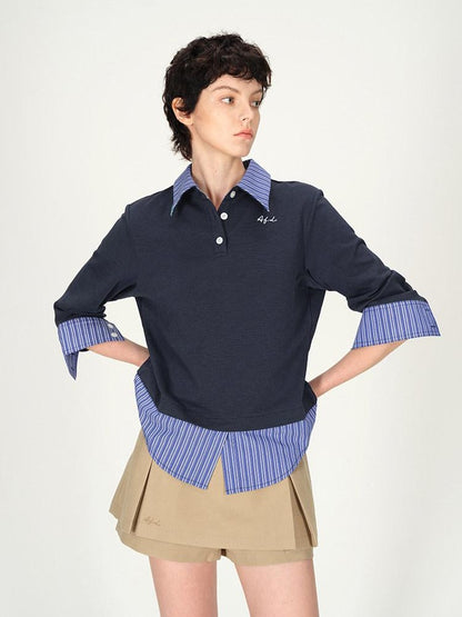 AFTADAWN Gray Air Layer Zip Polo Tulip Skirt Women&