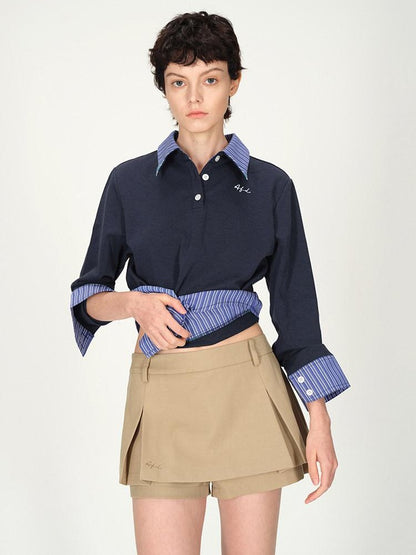 AFTADAWN Gray Air Layer Zip Polo Tulip Skirt Women&